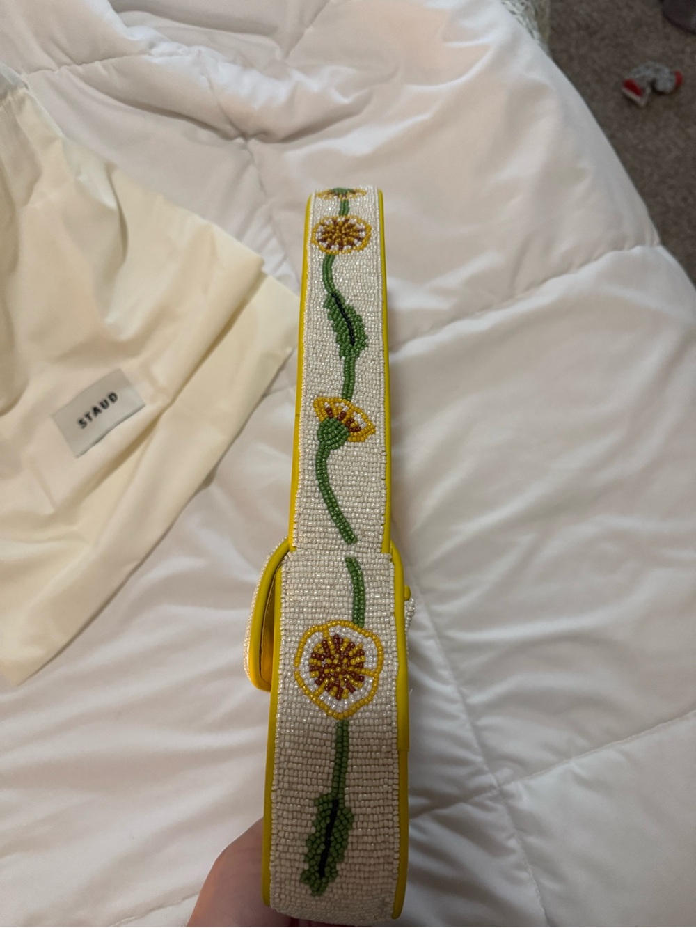 STAUD Yellow Floral Beaded Shoulder Bag - Picture 4 of 7